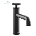 Aquacubic Lead Free Brass Matte Black Industry Bathroom Basin Faucet With Knurled Handle